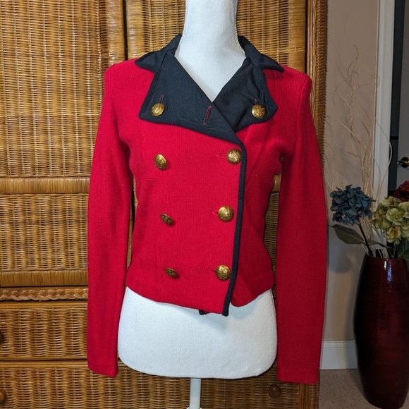 Ralph Lauren Vintage Knit Sweater Jacket w/ Velvet Collar - Picture 2 of 7